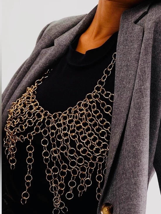 Free People Accessories - Free People Revival Chain Maille Bralette Body Jewelry Statement Necklace